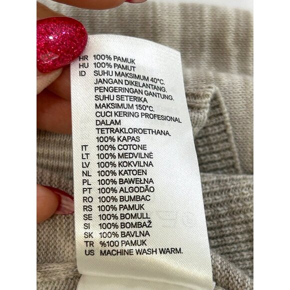 H&M Men Cardigan L Taupe Grey Cream Button Vtg  Lightweight Casual All Seasons - Picture 11 of 12